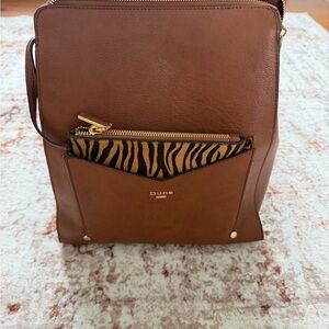 Dune London Tan Backpack with Zebra Detail